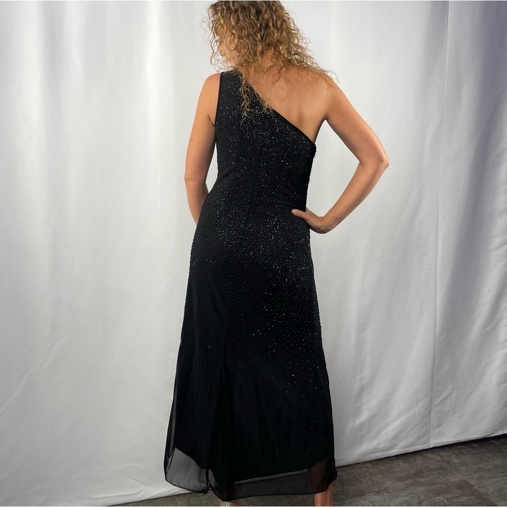 Vintage Tadashi 90's style Beaded One Shoulder Dress in Black Size Small Petite - Picture 2 of 8
